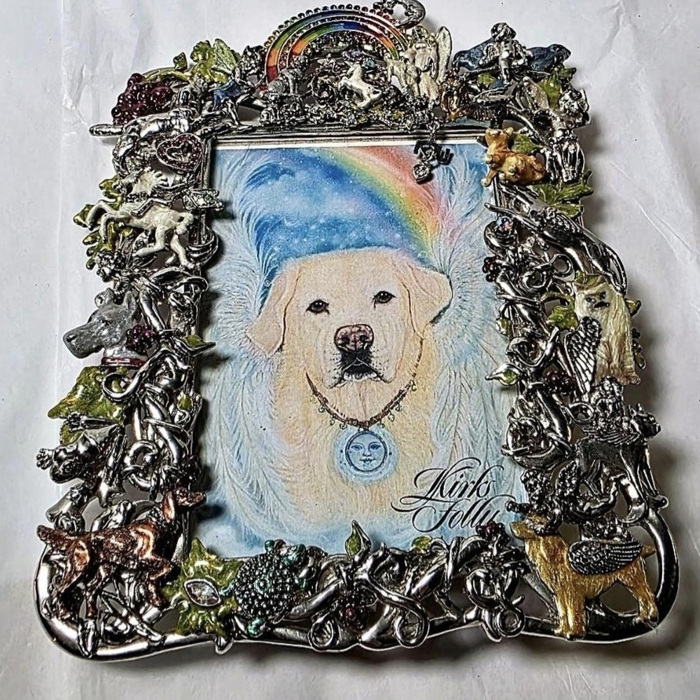 Kirks Folly Enchanted Dog Frame with Silver and Gold Accents